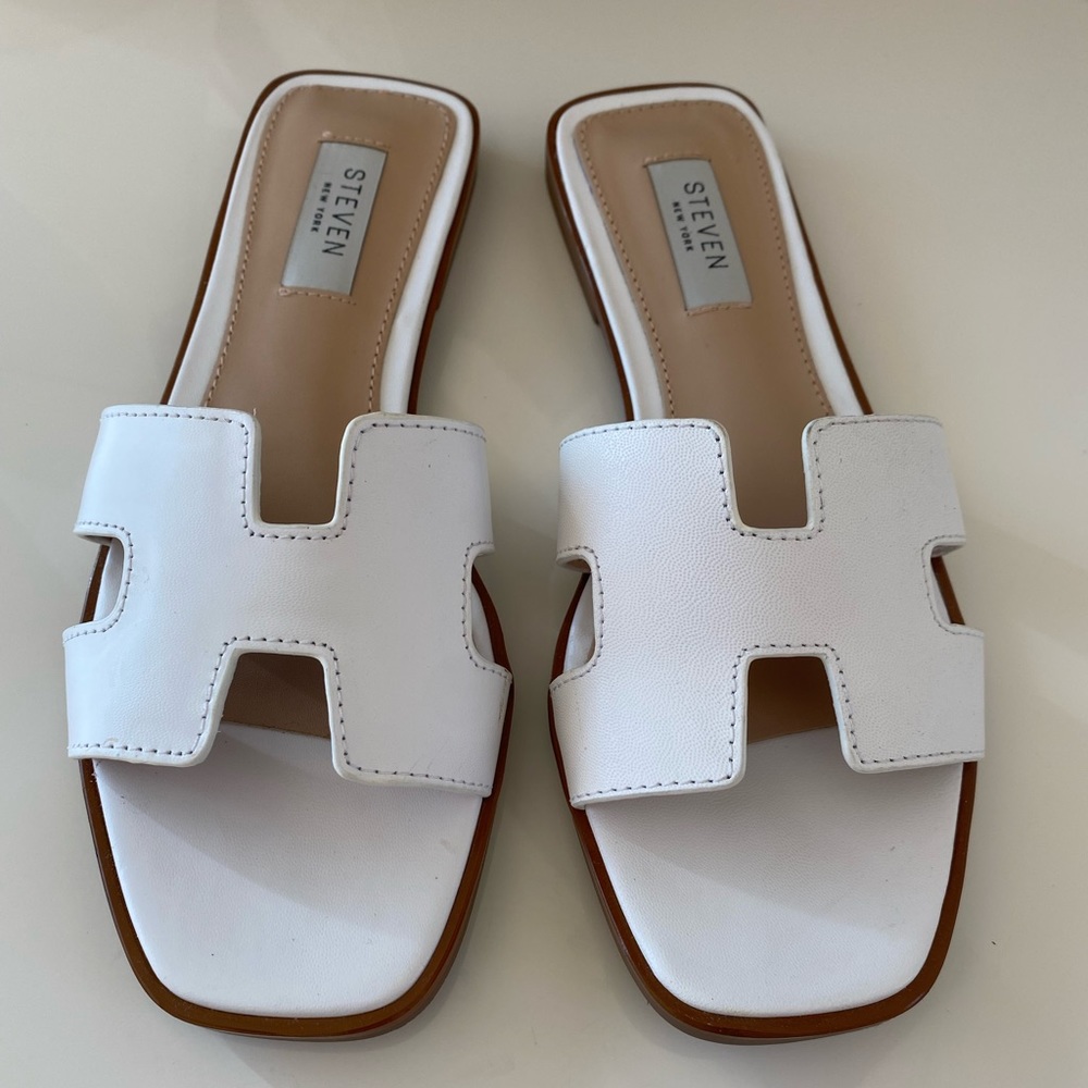 Steven New York, Size 6.5, White Sandals